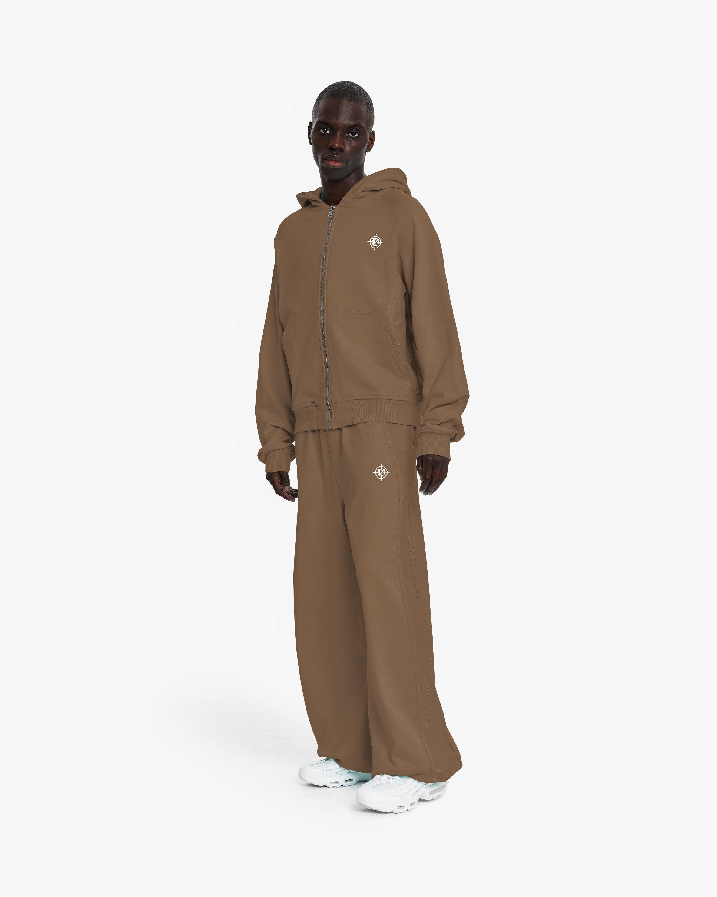 INSIDE OUT ZIP HOODIE CHOCOLATE BROWN