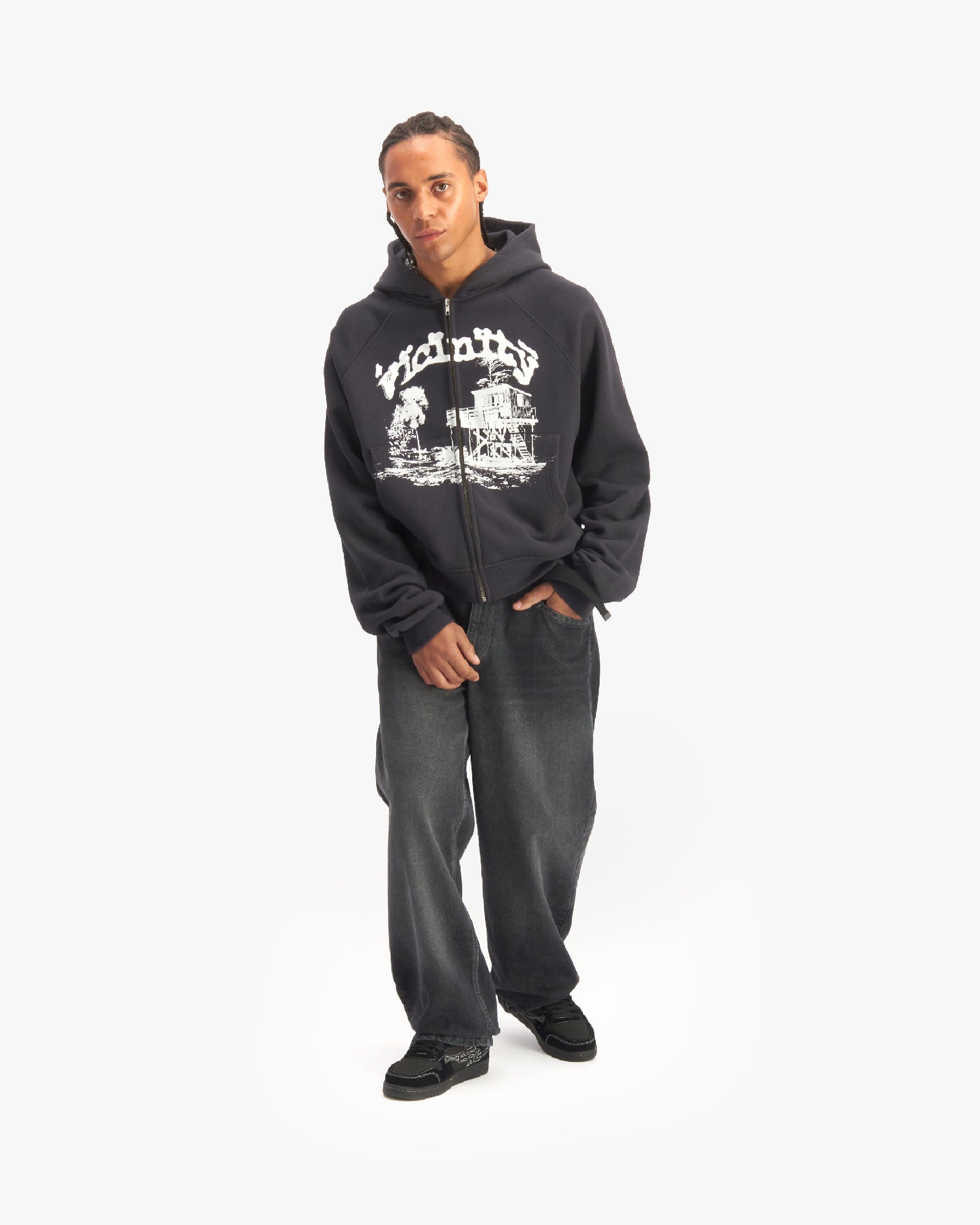 SHOOTING HOUSE ZIP HOODIE DARK GREY