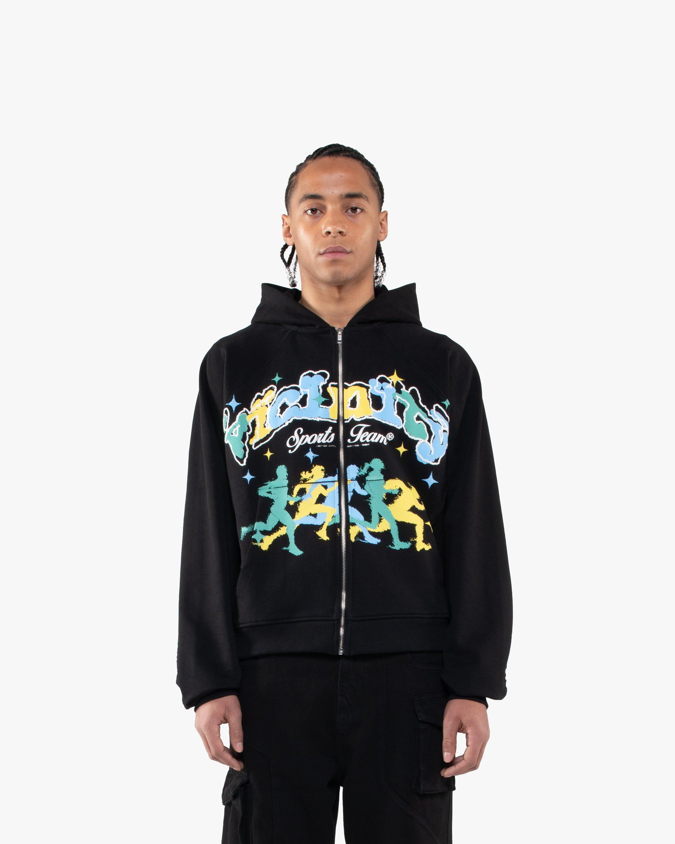 SPORTS TEAM INSIDE OUT ZIP HOODIE BLACK